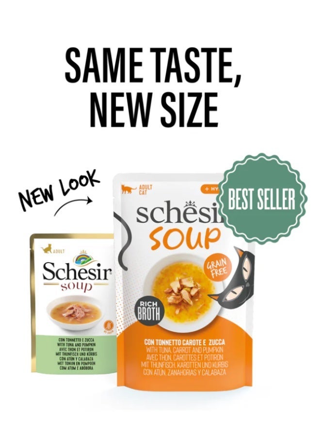 Schesir Soup for Adult Cats – Wild Tuna with Carrot and Pumpkin – Grain-Free Wet Food – Rich Broth for Hydration – 85 g (Pack of 4) - Image 3